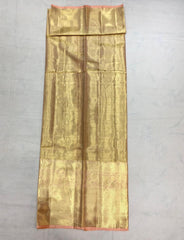 Brocade Gold Kanjivaram Silk Saree With peach Gold Zari