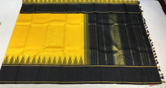 Banana Yellow Kanchi With Black Pallu