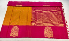 Papaya Orange Kanchi With Red Pallu