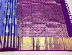 Dusky Blue Kanchi with Purple gold Pallu