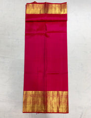 Lipstick Red Kanjivaram Saree With Broad Zari Border