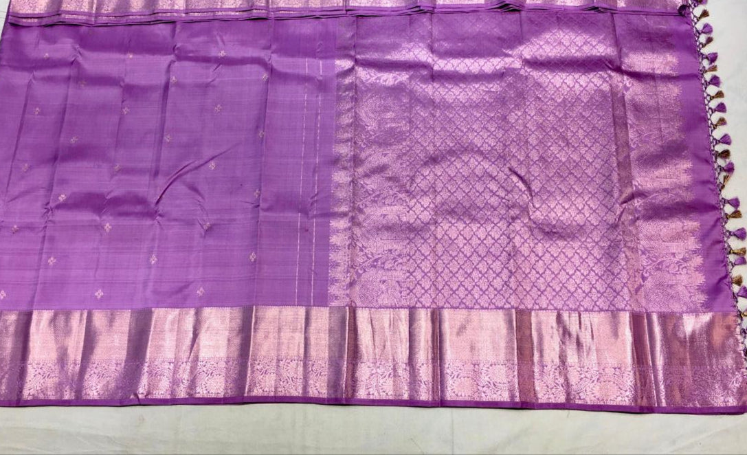 Lavender Kanjivaram Saree With Broad Zari Border