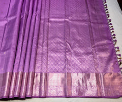Lavender Kanjivaram Saree With Broad Zari Border