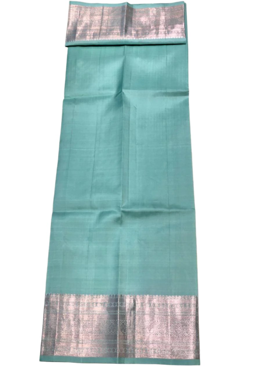 Pale Blue Kanchi with Silver Zari Pallu