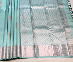 Pale Blue Kanchi with Silver Zari Pallu