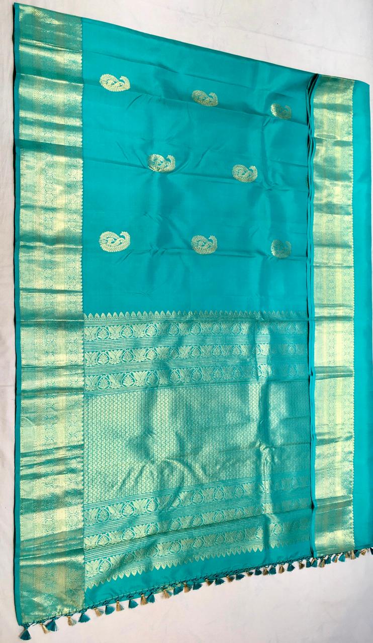 Deep Sea Green Kanchi with Gold Zari Pallu