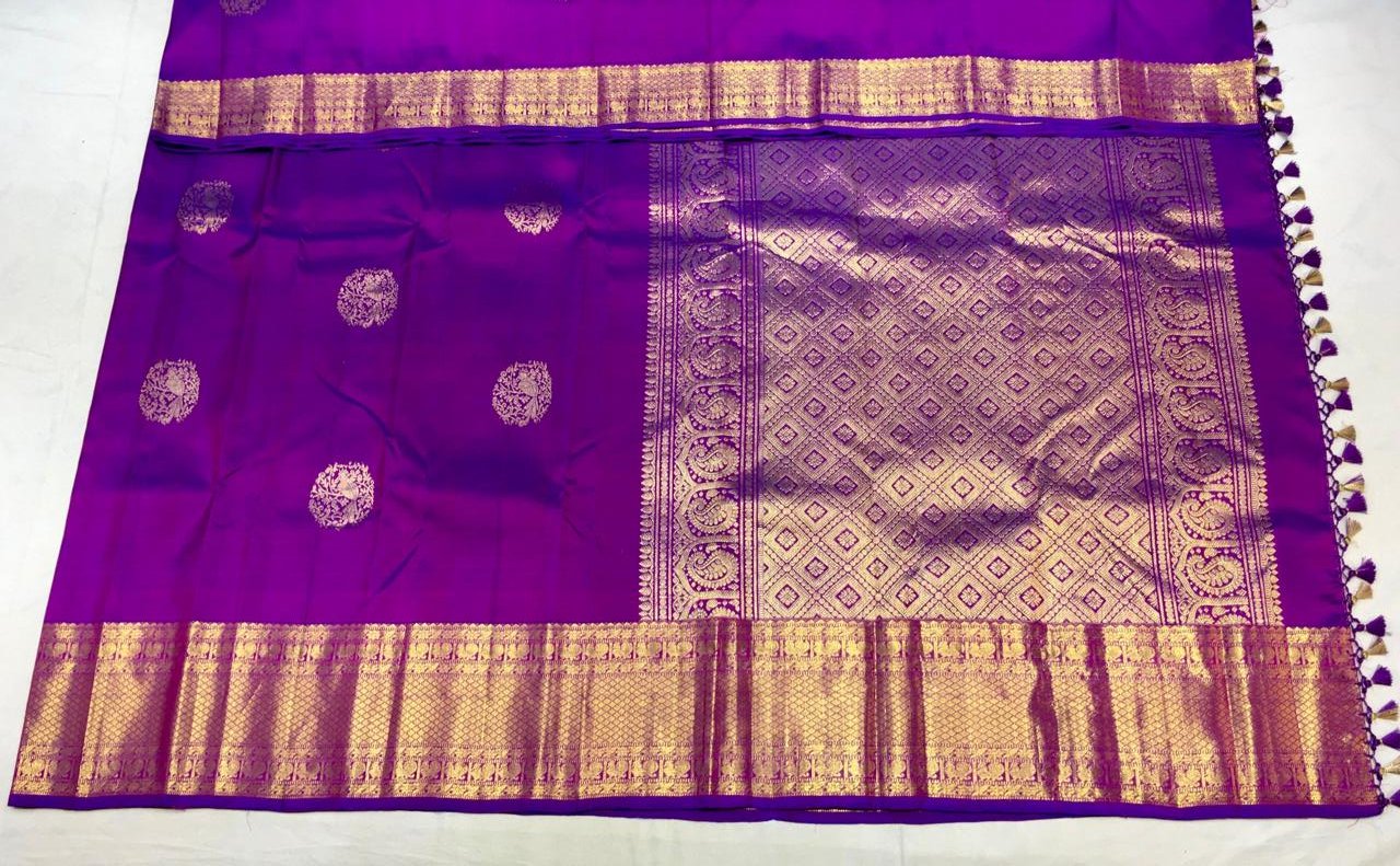 Royal Purple Kanchi with Gold Zari Pallu