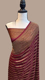 Wine Banarasi Georgette Saree - MIRASILKS Wine Banarasi Georgette Saree 