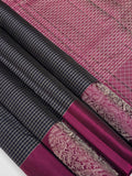 Navy blue with silver Checks Vintage Soft Silk Saree