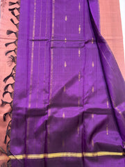 Bronze Kanjivaram Saree with Purple Pallu