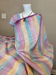 Multicolor Bengal Ghicha Silk Saree with Purple Border