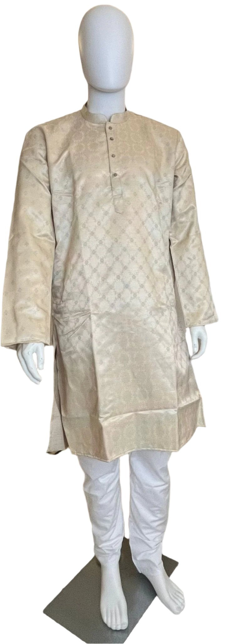 Brushed Gold Jacquard Kurta Set for Men