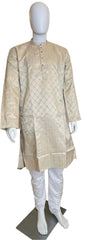 Brushed Gold Jacquard Kurta Set for Men