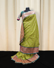 Citrine Paithani Saree with designer Blouse