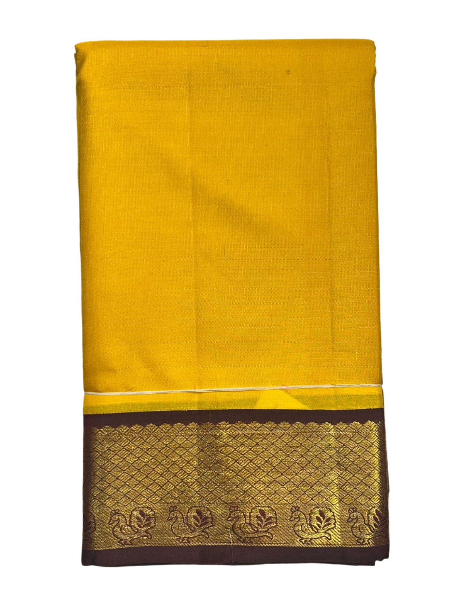 Yellow Kanjivaram Saree with Deep Red Border