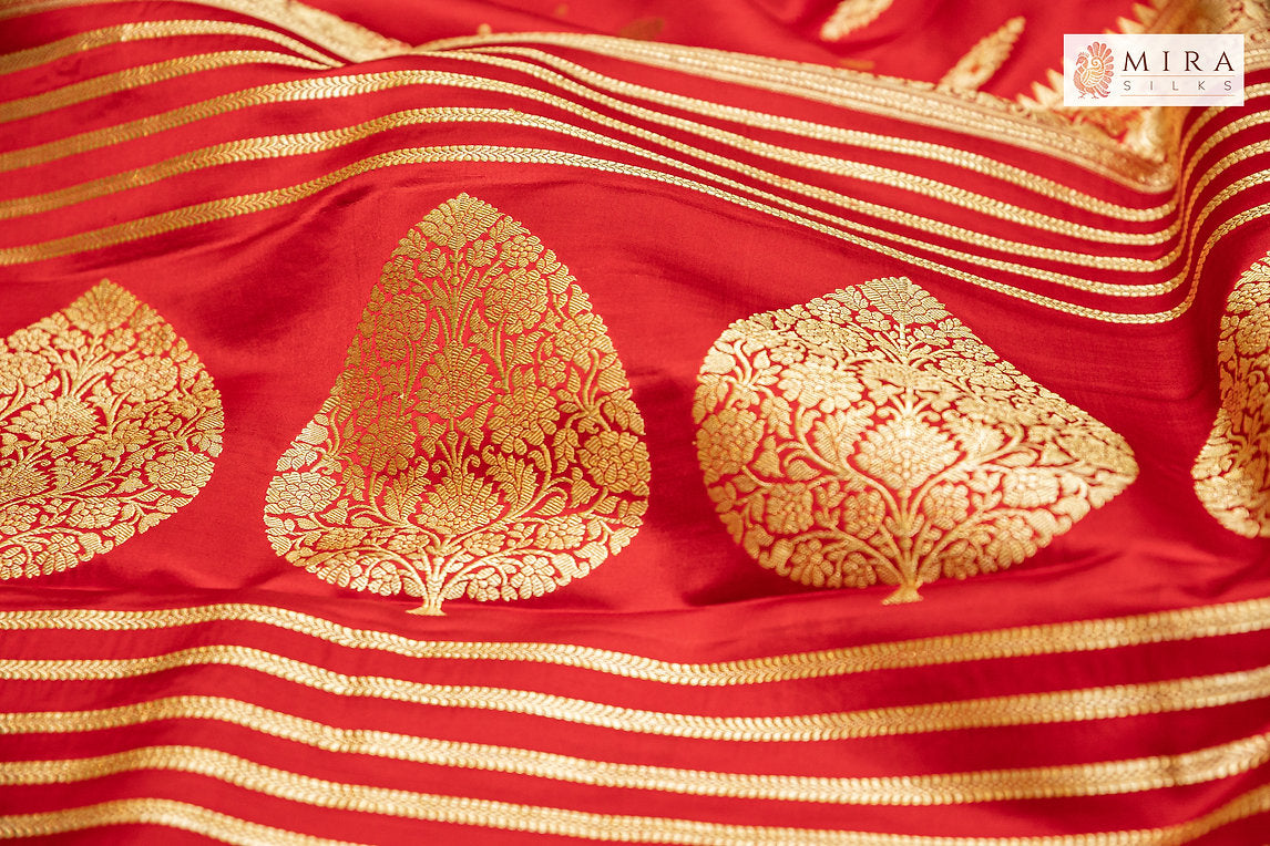 Carnelian Red Banarasi Katan Silk Saree