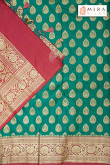 Basil green with coral pink banaras silk sari