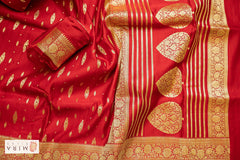 Carnelian Red Banarasi Katan Silk Saree