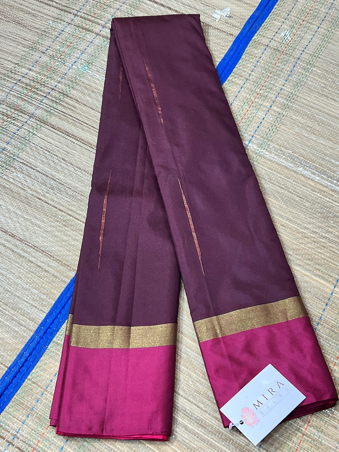 Plain Brown semi silk  saree