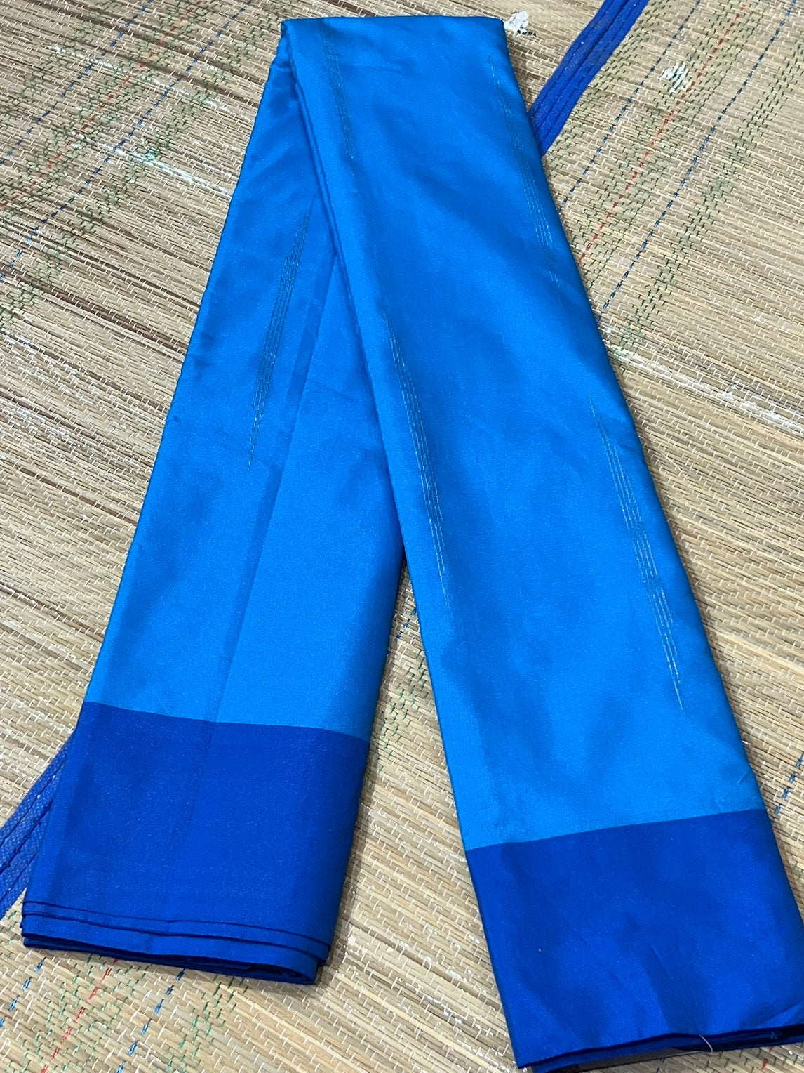 Plain Blue silk semi silk saree