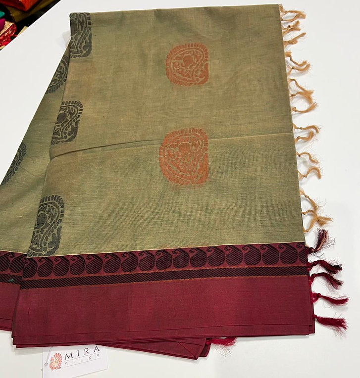 Light brown silk cotton saree