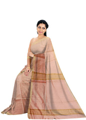 Light peach Kota Saree with Golden Border