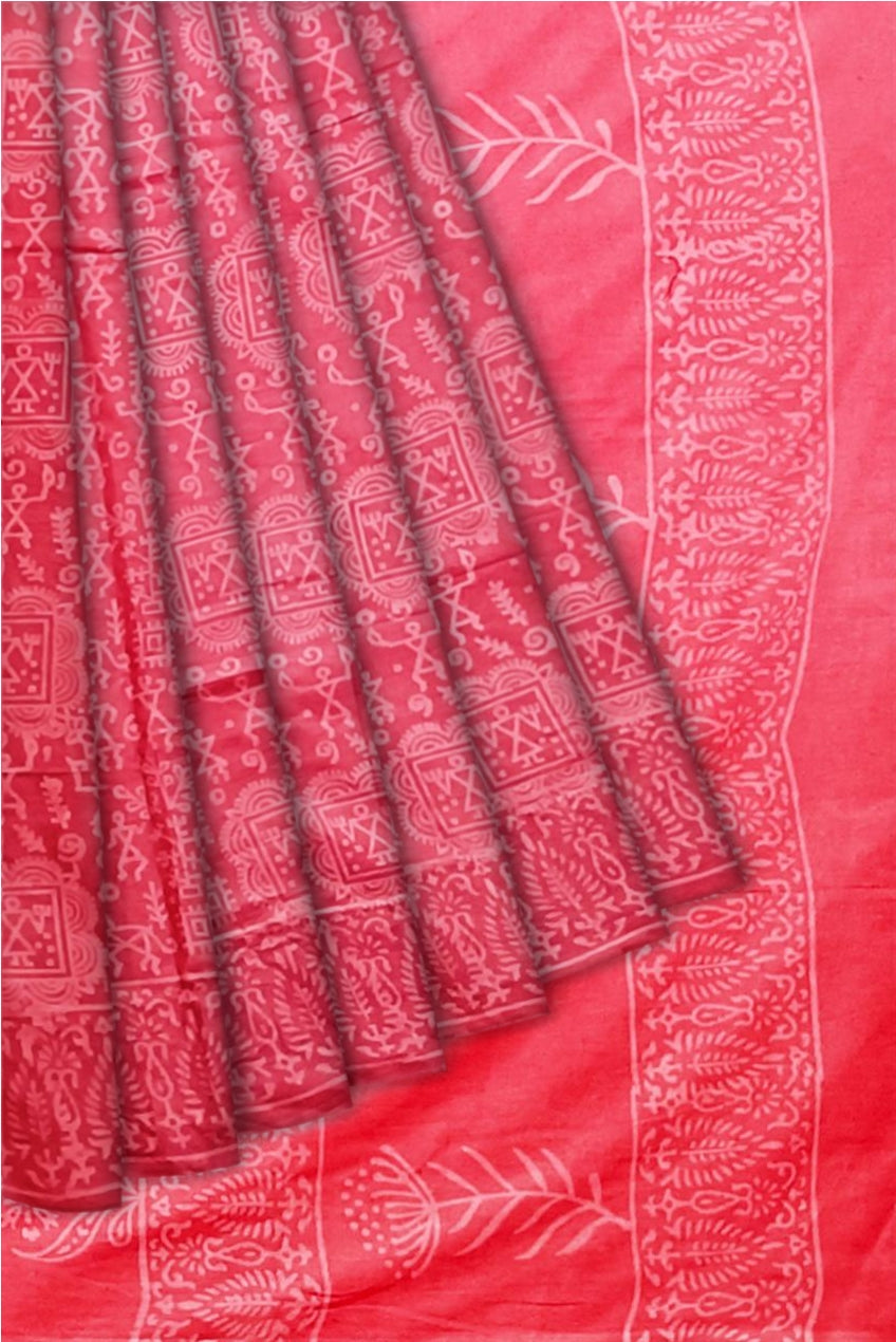 Pink Mul Mul Printed Cotton Saree