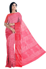 Pink Mul Mul Printed Cotton Saree