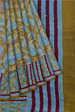 Olive Green Italian crepe with Kantha work - MIRASILKS Olive Green Italian crepe with Kantha work 