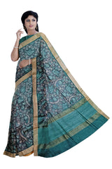 Dark Green Moonga Silk Printed Saree