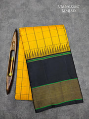 Yellow Kanjivaram Saree with Black Temple Border
