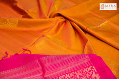 Pumpkin yellow and pink soft silk