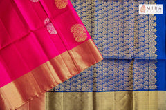 Hot pink navy blue soft silk