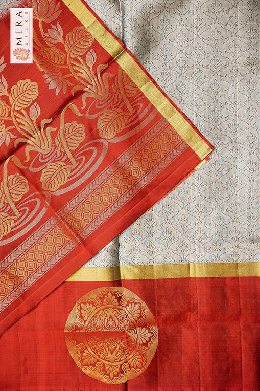 Silver Grey Soft Silk Saree