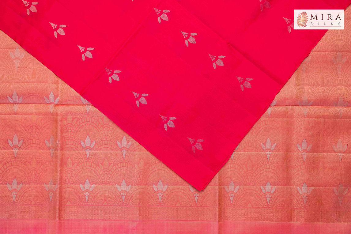 Pink and peach soft silk saree