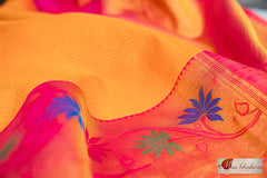 Orange Red Kanjivaram Silk Sari