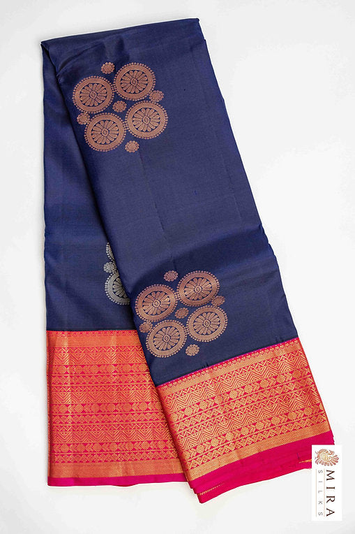 Indigo Blue saree Kanjivaram Silk Sari