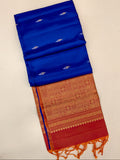 Royal blue Soft Silk Saree with blush pink grand pallu