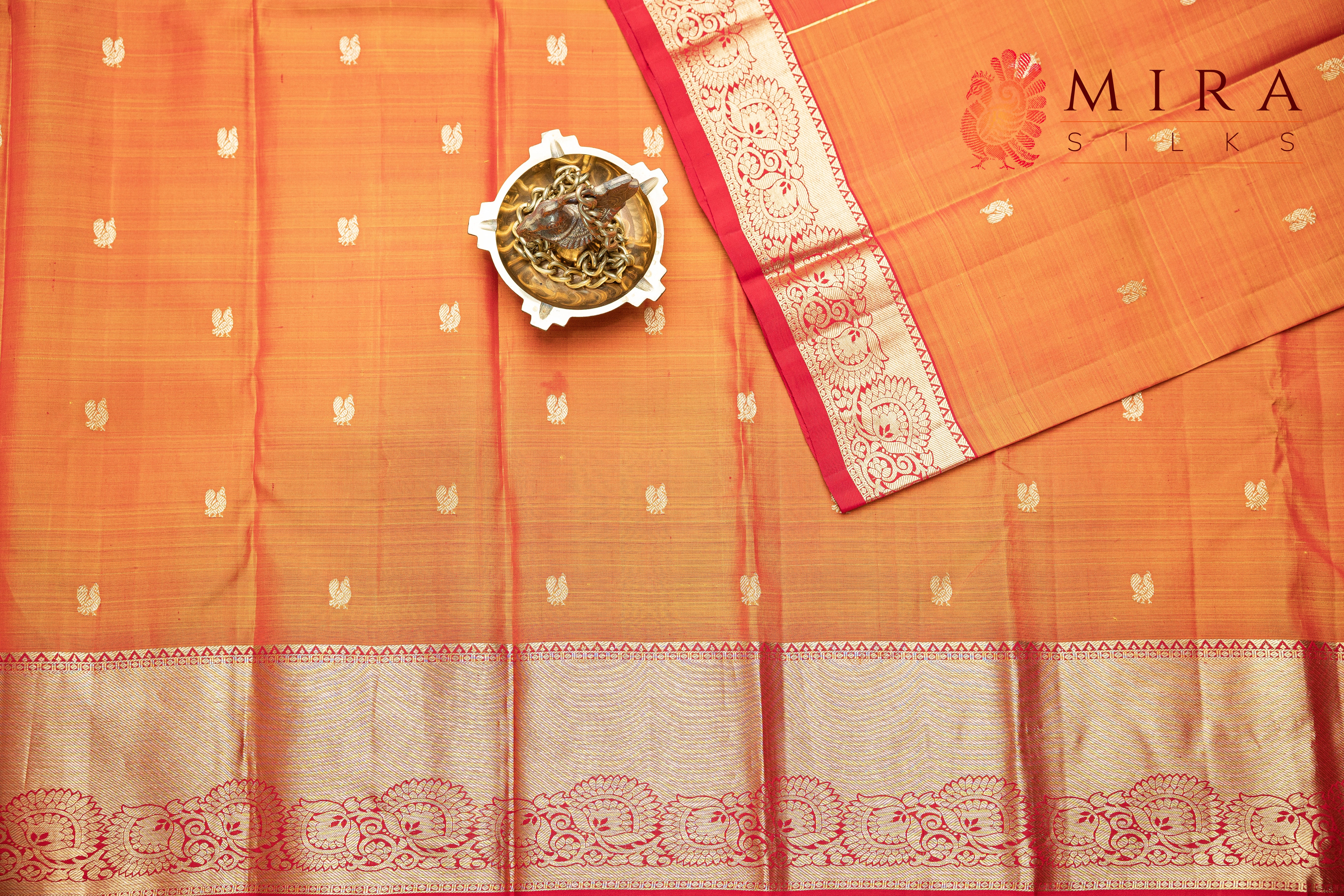 Sunshine yellow with red border Kanjivaram sari