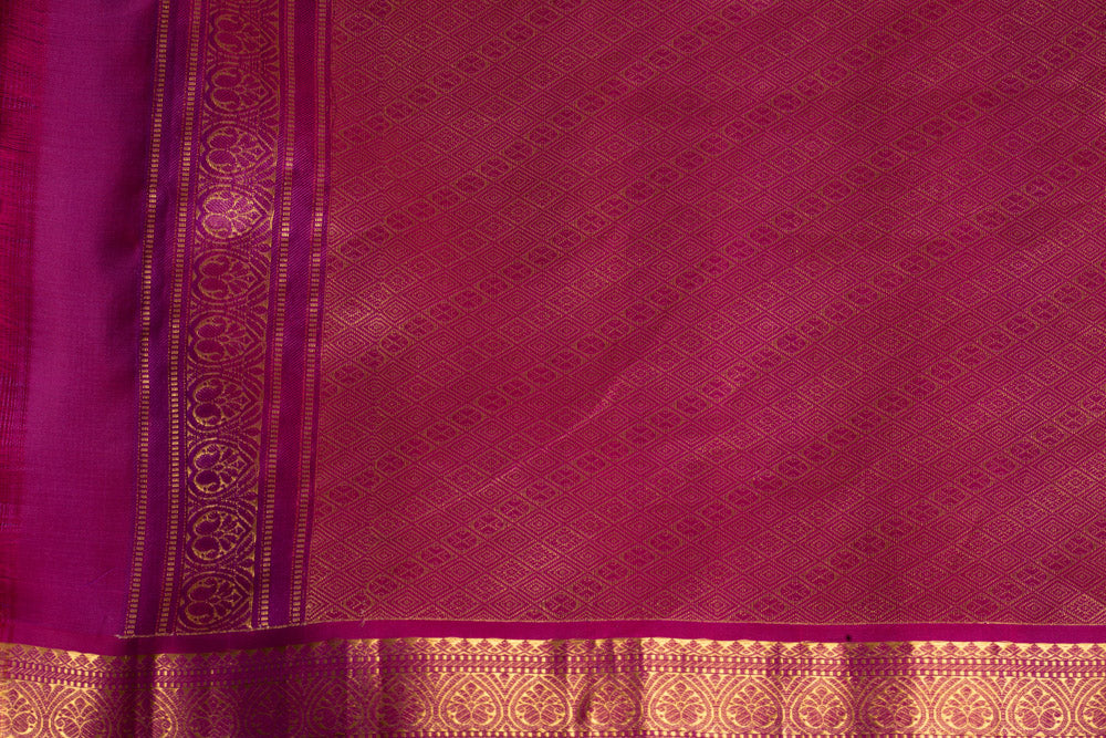 Indigo Kanjivaram Saree with Olive Green & Maroon Border