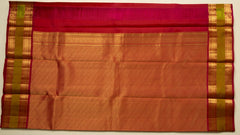 Turmeric Yellow Kanjivaram Saree with Olive Green & Maroon Border