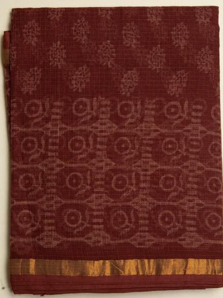 Rustic Red Chanderi Doriya Print Saree