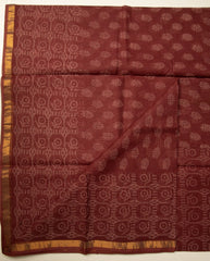 Rustic Red Chanderi Doriya Print Saree