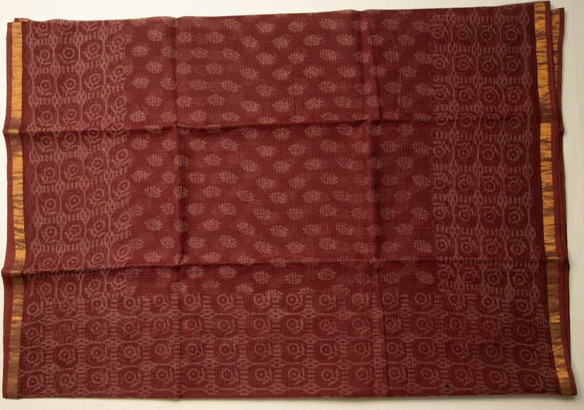 Rustic Red Chanderi Doriya Print Saree