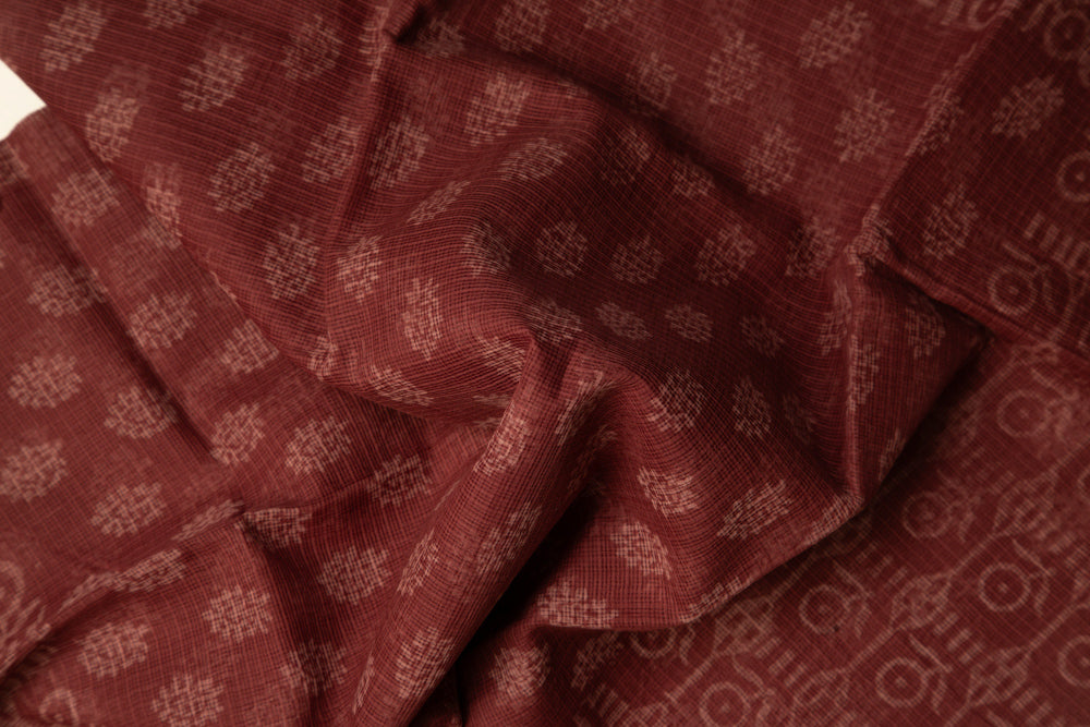 Rustic Red Chanderi Doriya Print Saree