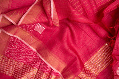 Crimson Red Chanderi Dupion Weaving Saree