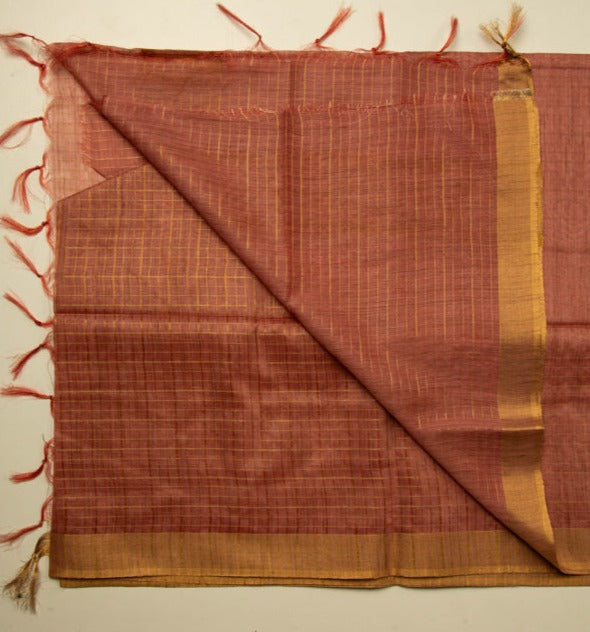 Clay Rust Kota check Saree