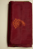 Maroon Soft Silk with Green Pallu & Stitched Blouse - MIRASILKS Maroon Soft Silk with Green Pallu & Stitched Blouse 
