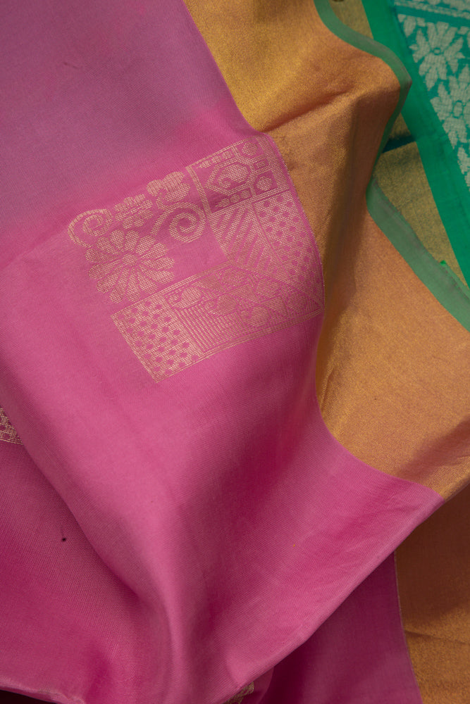 Lotus Pink with Sea soft silk blend Saree