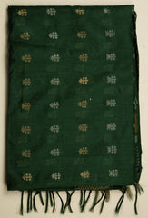 Dark Green Chanderi Saree With Pure Vanspati Gold Print